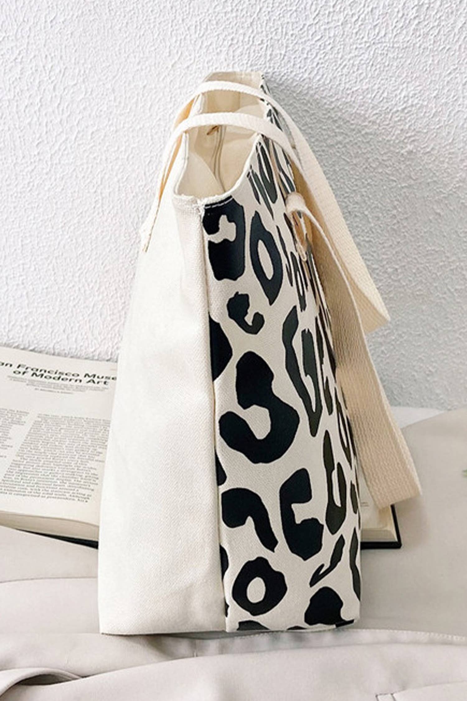 Leopard Print Canvas Tote Bag