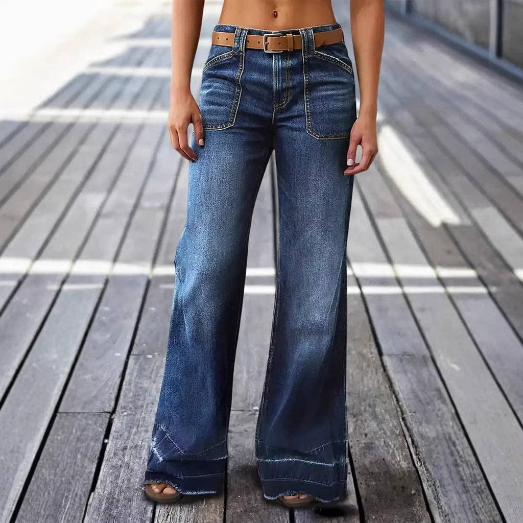 High Waist Wide Leg Denim Jeans
