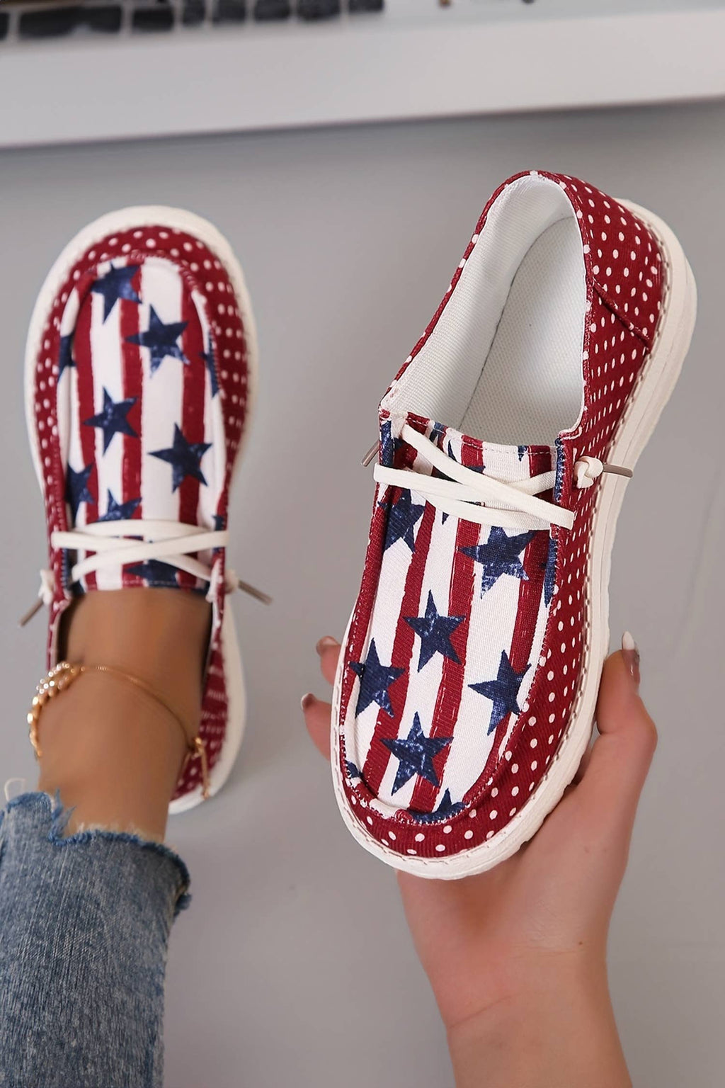 Polka Dot Stars and Stripes Shoes