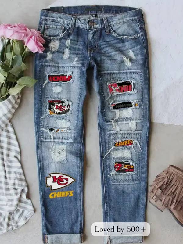 KC Patch Straight Leg Jeans