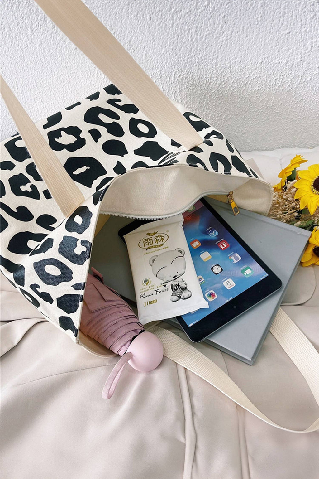 Leopard Print Canvas Tote Bag