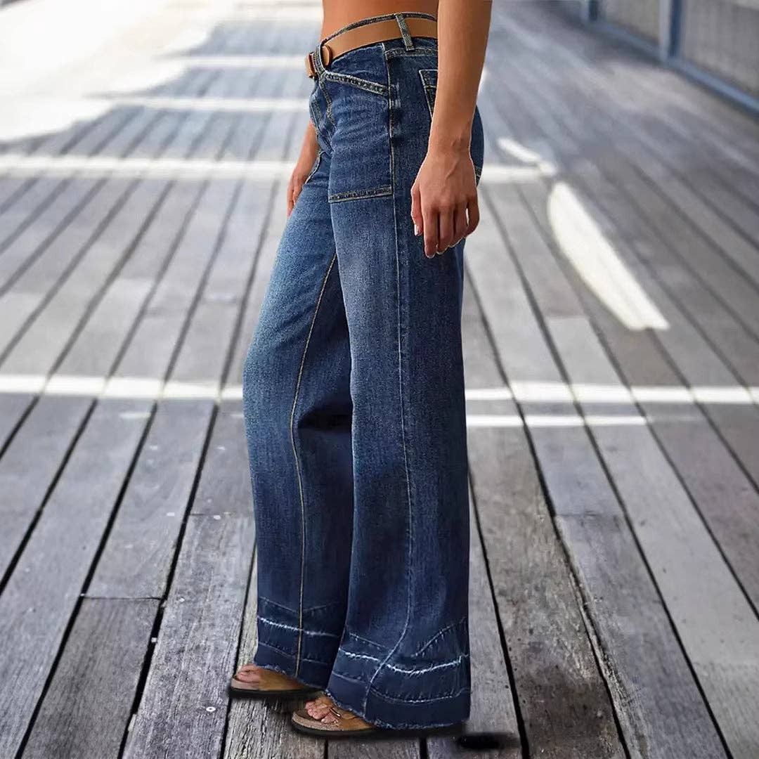 High Waist Wide Leg Denim Jeans