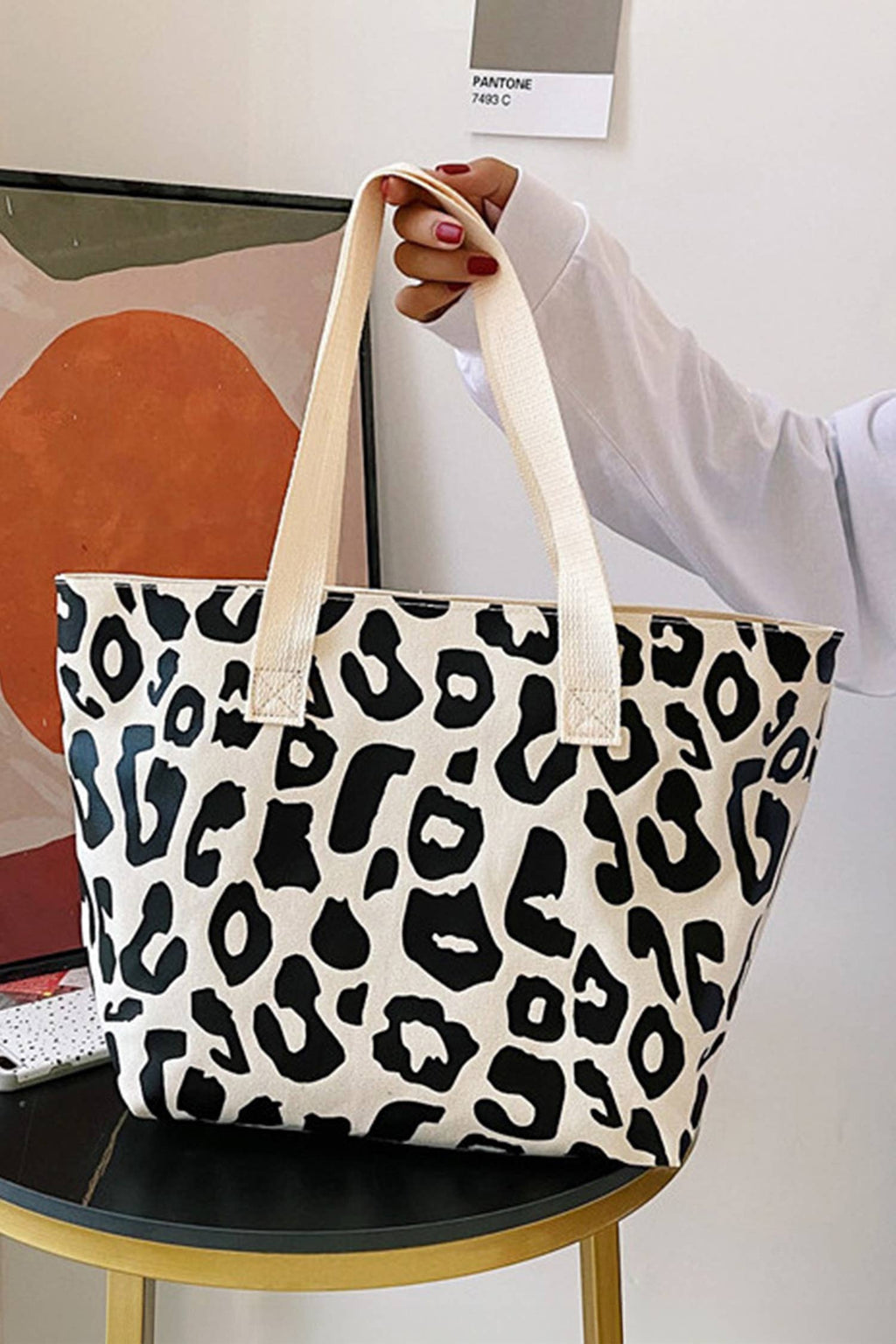 Leopard Print Canvas Tote Bag