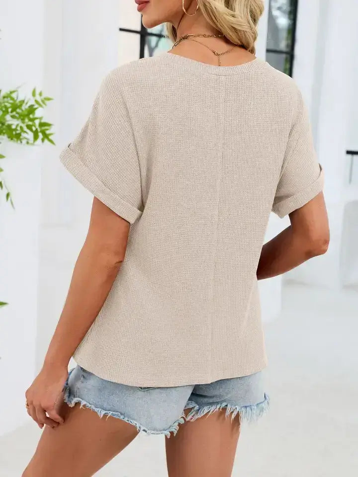 Lace Trim Textured T Shirt