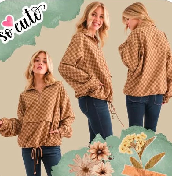 Checkered Pullover- Plus