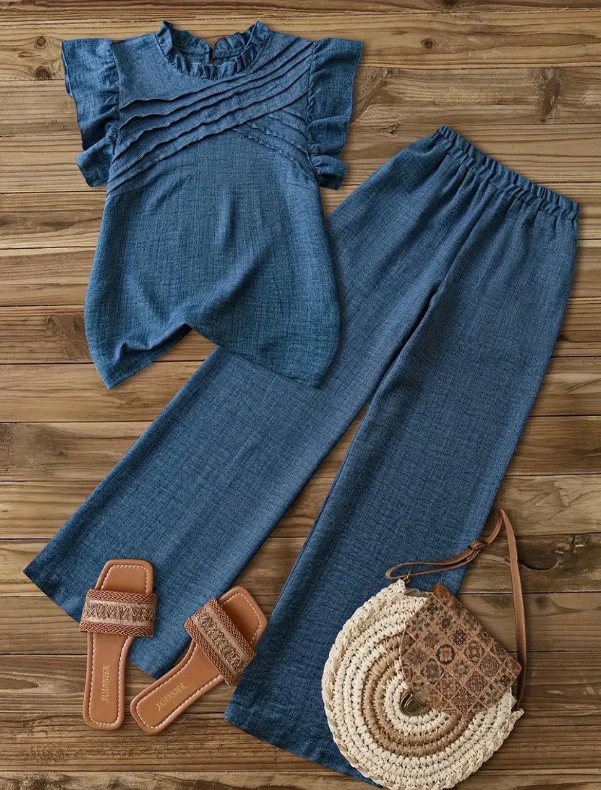 Ruffled Sleeve/ Pants Set