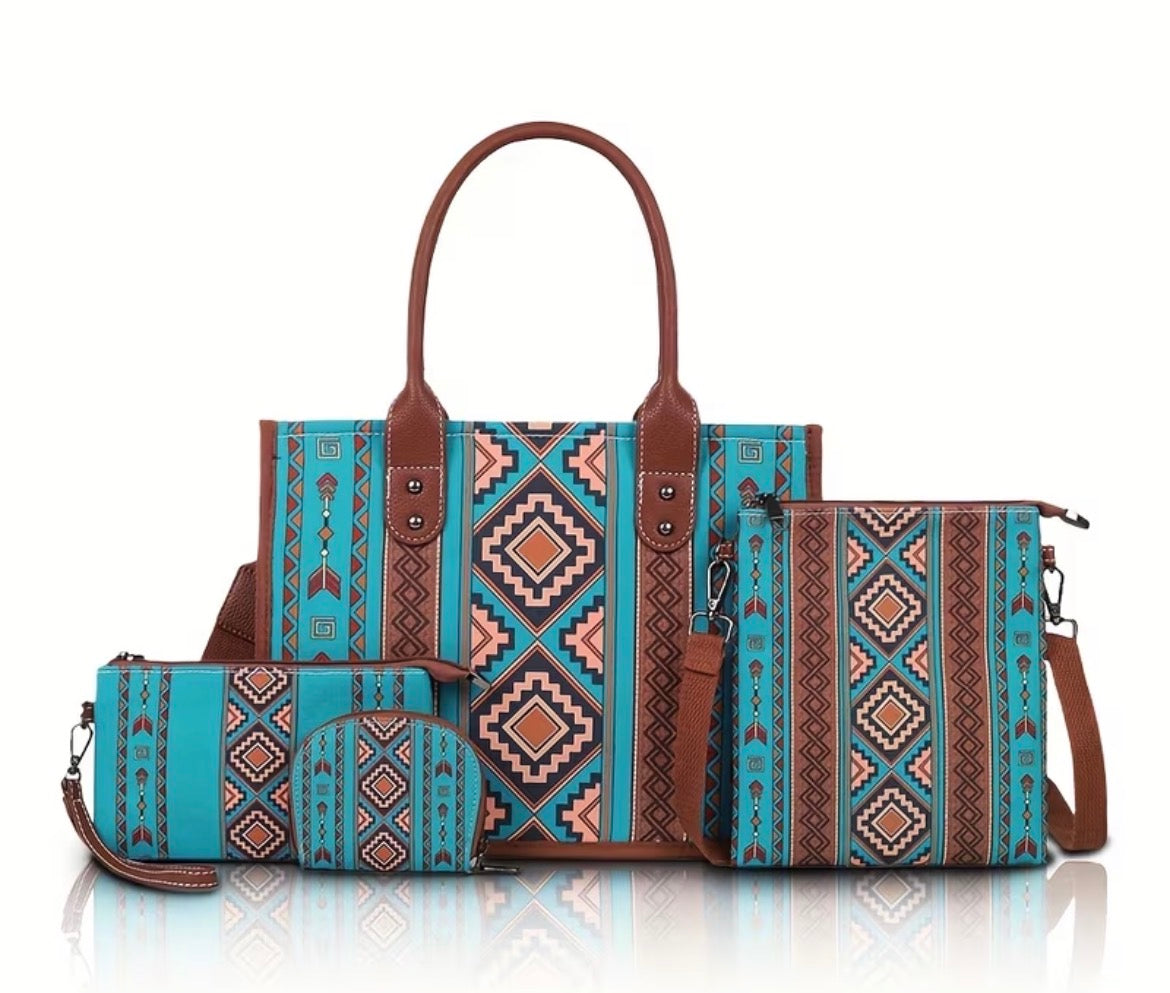 4 pc Purse Set- Turquoise