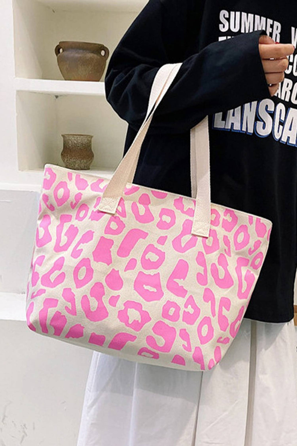 Leopard Print Canvas Tote Bag