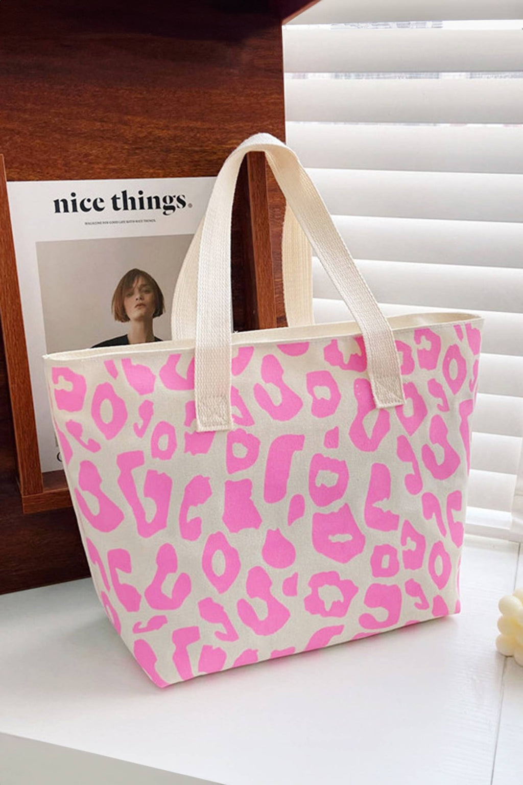 Leopard Print Canvas Tote Bag