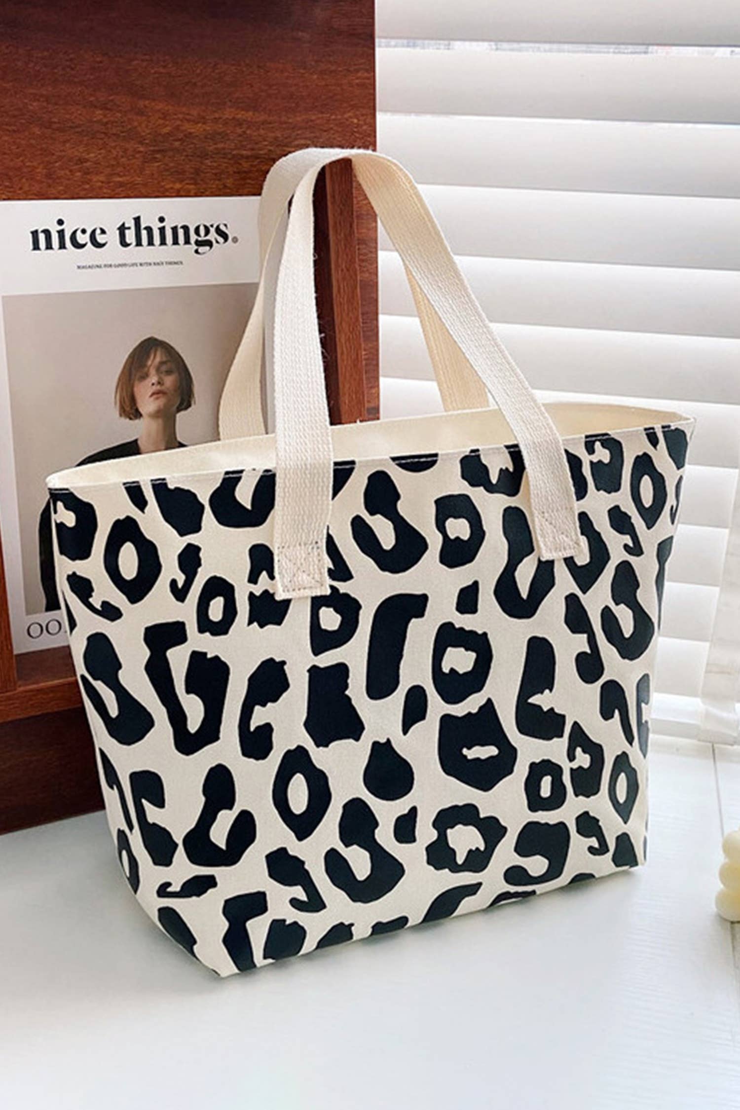 Leopard Print Canvas Tote Bag